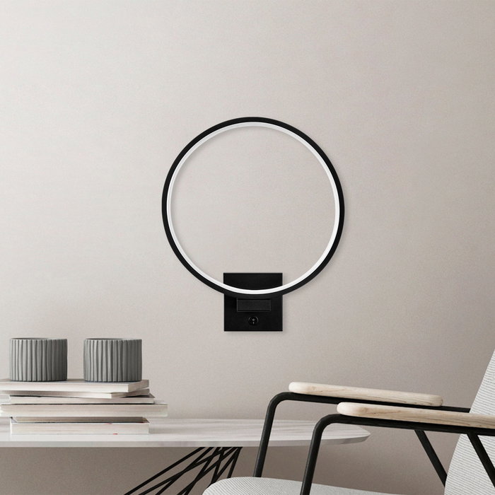 Opviq Halka - 13309 Lámpara de Pared Negra de Metal con LED Opviq Halka - 13309 Lámpara de Pared Negra de Metal con LED